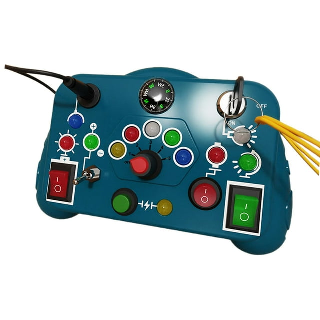 Tablero de interruptores LED, rompecabezas para niños, juguete educativo de habilidades prácticas tempranas, tablero de actividades Montessori, tabler azul