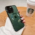 thumbnail image 4 of Compatible with iPhone 14 Pro Max Magnetic Clear Case,Luxury Plating Bling Transparent Shockproof MagSafe Case Full Camera Lens Protector for Women Girl Men-Green, Elegant Green, 4 of 13