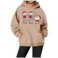 thumbnail image 2 of WEAIXIMIUNG Robe Sweat Femme Chandail à Capuchon Décontracté Col Rond Poche Noël Verre Chapeau de Noël Imprimé Chandail à Capuchon, 2 of 3