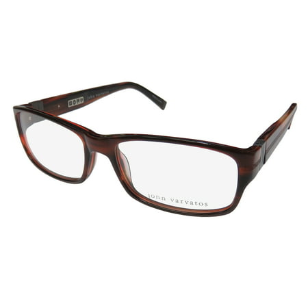 New John Varvatos V339 Mens Designer Full-Rim Reddish Brown Fashionable Made In Japan Frame Demo Lenses 55-16-140 Spring Hinges Eyeglasses/Eyewear