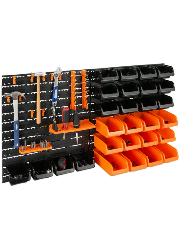 Best Choice Products 38x21.25in 44-Piece Wall Mounted Garage Storage Rack, Tool Organizer w/ 110lb Capacity