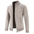 thumbnail image 4 of Herrnalise Men's Fashion Autumn And Winter Stand Collar Sweater Casual Fleece Jacket Beige, 4 of 5