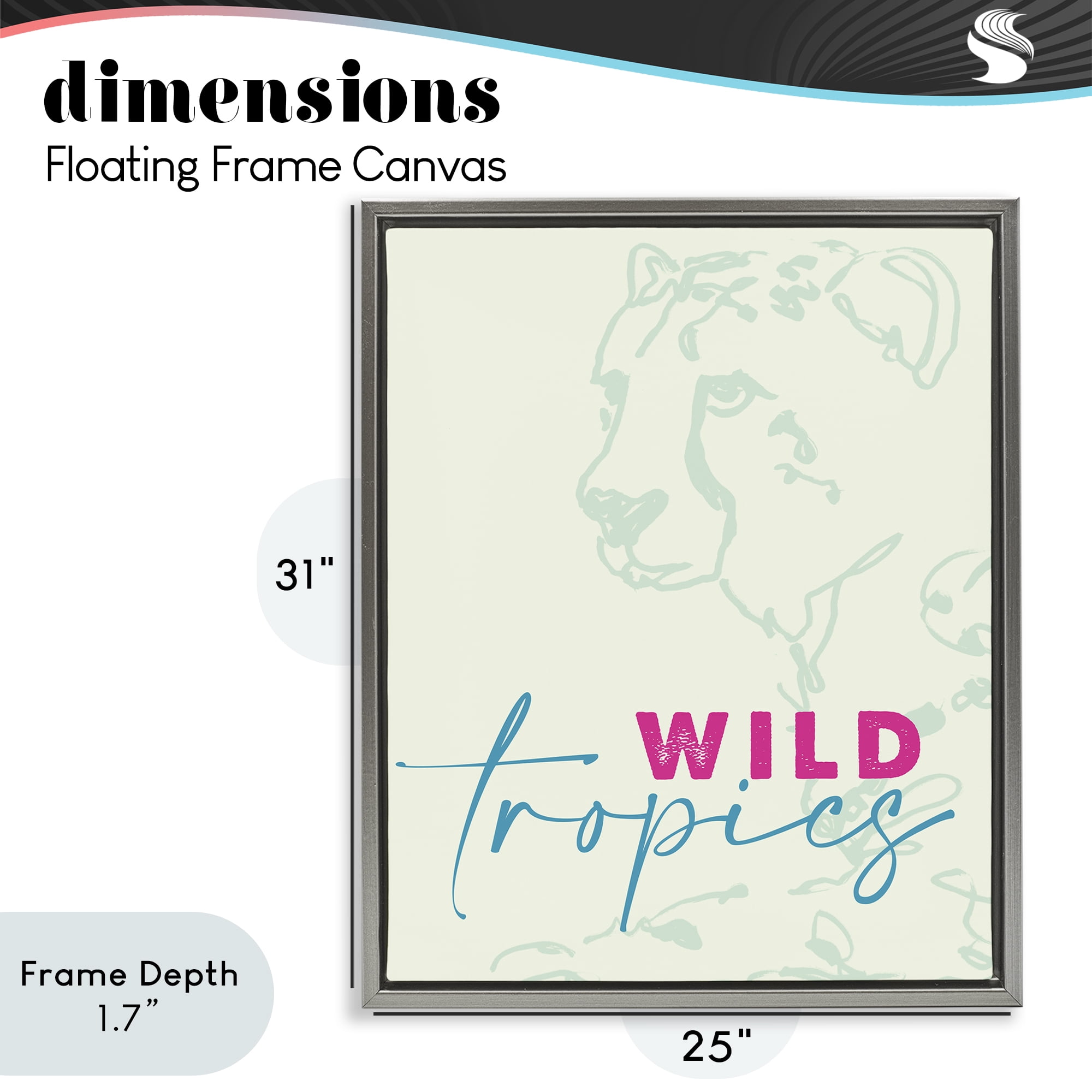 Stupell Industries Wild Tropics Cheetah Gray Framed Floater Canvas Wall Art, design by Lanie Loreth