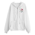 thumbnail image 6 of Christmas Zip Up Hoodies for Women Long Sleeve Xmas Santa Graphic Hooded Sweatshirt with Pockets Jacket Coat Outerwear, 6 of 7