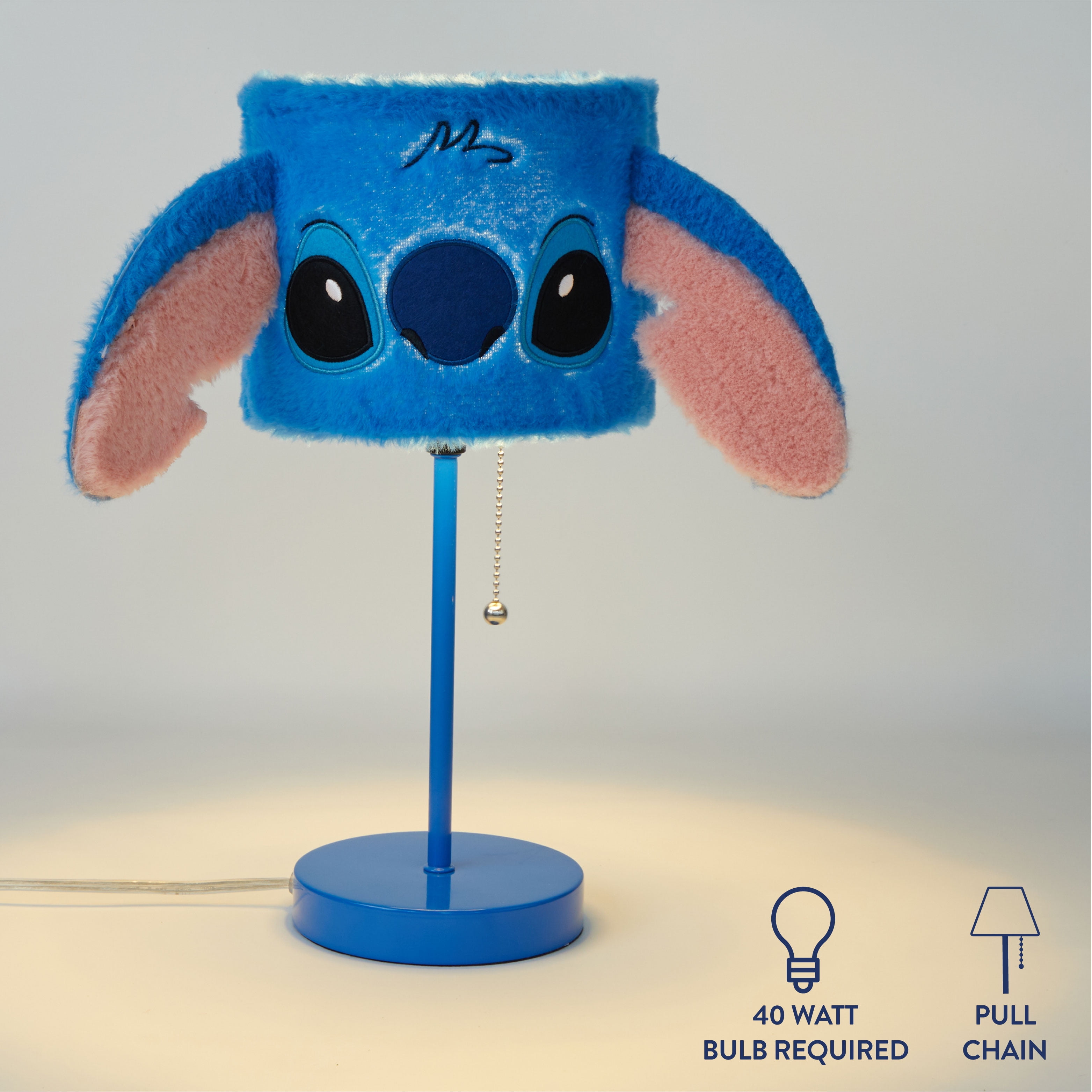 Disney Stitch Plush Shade Stick Lamp, Blue, 15 H x 7 W