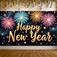 thumbnail image 6 of Fireworks Happy New Year Banner Starry New Year Display Colorful Golden Lettering Festive Backdrop for New Year Party Holiday Celebration Indoor Decoration, 6 of 9