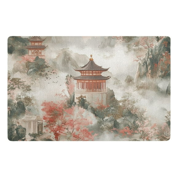 Yayeee Doormat for Indoor Entrance 32" x 20" Non Slippery Floor Rug, Red Mountain Pattern