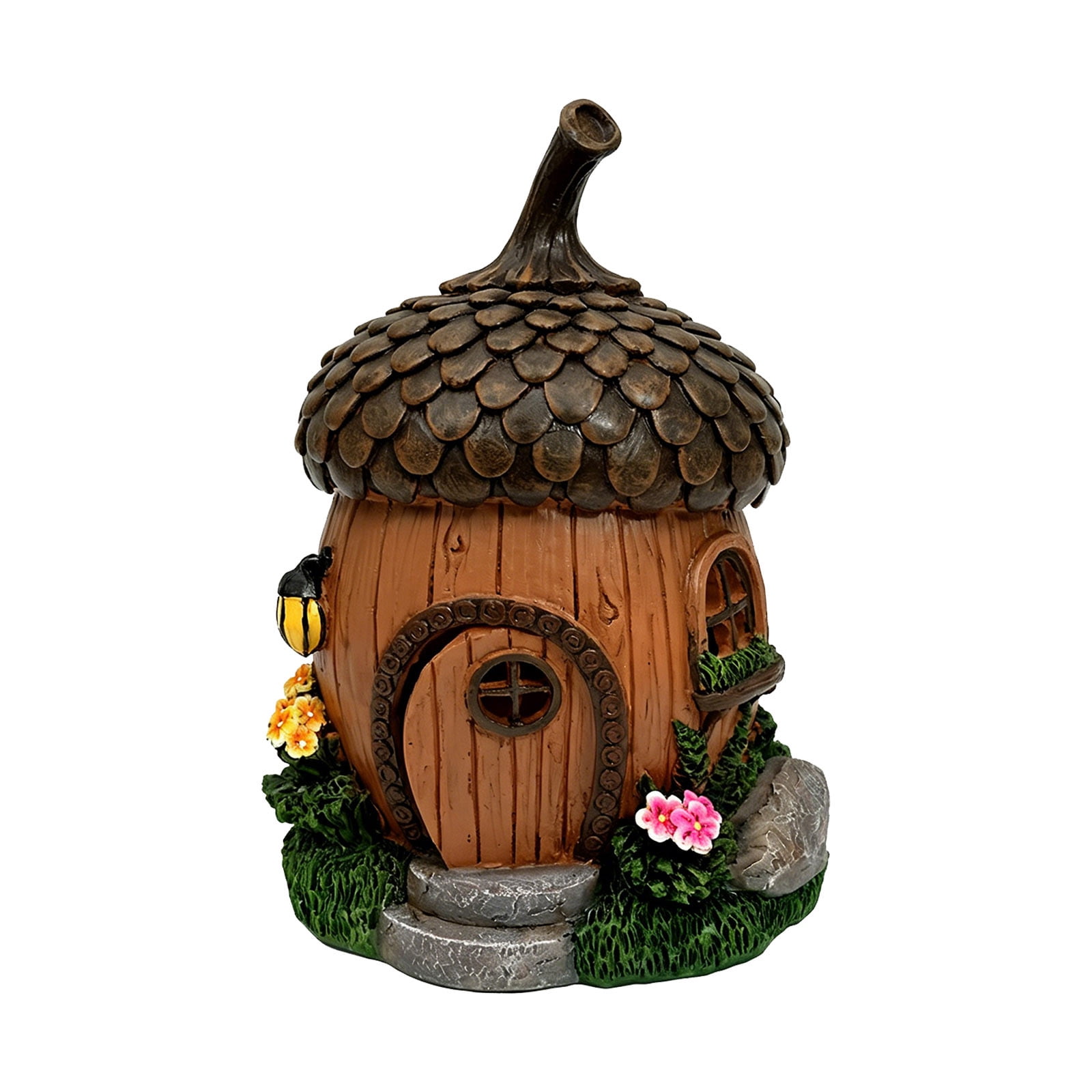 Fairy Garden House Outdoor Figurine Lights, Fairy Houses for Outside, Garden Statues Mushroom House, for Patio, Yard, Balcony Decoration, Outdoor Decorations Yard and Birthday Gifts for Mom Women