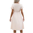 thumbnail image 5 of Uaswgudfs Women's Sleeveless Tank Dress with Cinched Waist - Flowy Casual Summer Sundress & Pleated Skirt for Versatile Wear Beige S, 5 of 9