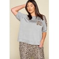 thumbnail image 6 of Plus Size Cute Animal Print Pocket French Terry Casual Top, 6 of 8