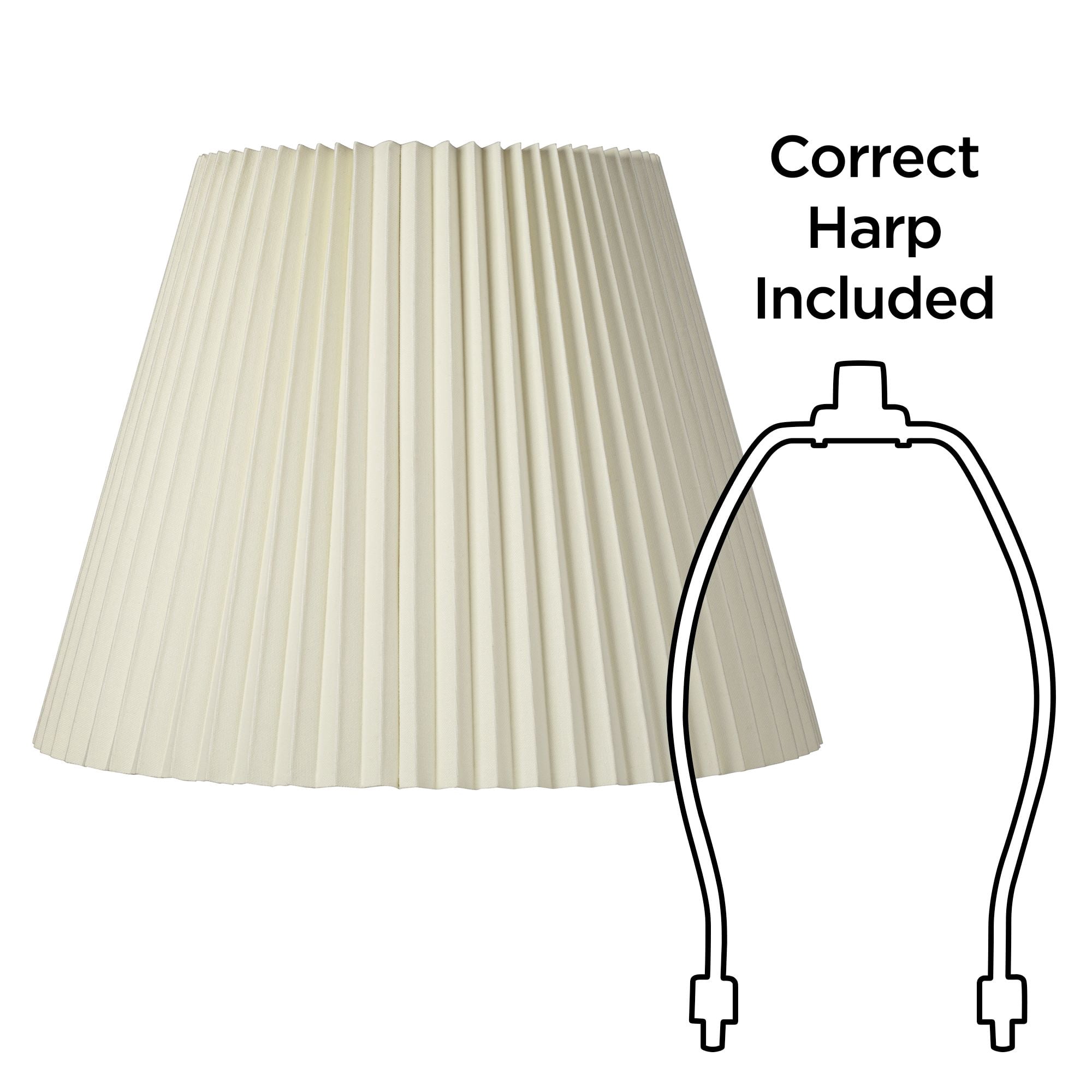 Springcrest Ivory Pleated Large Lamp Shade 11" Top x 19" Bottom x 14.25" High x 14.5" Slant (Spider) Replacement with Harp and Finial