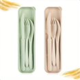 thumbnail image 1 of QUTETN Travel Utensil Set with Case 2 Sets Wheat Straw Reusable Spoon Chopstick Forks Tableware Portable Cutlery Travel Picnic Camping or Daily Use Beige Green, 1 of 4