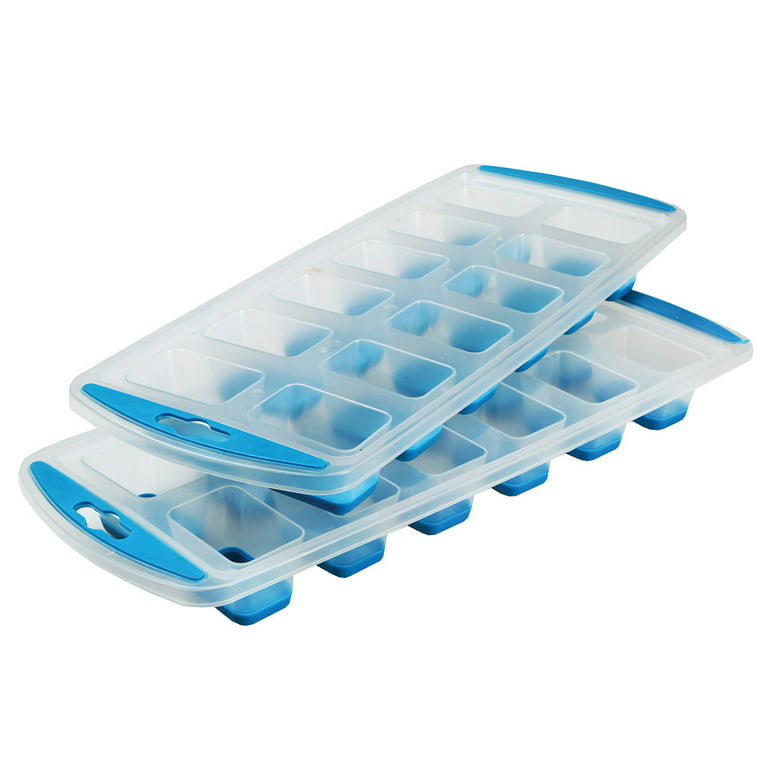HOOSHU Easy Release 48 Large Double Layer Ice Cube Tray For Freezer With  Lid Ice Trays For Freezer With Bin Splash-proof Release Cover Container  Scoop
