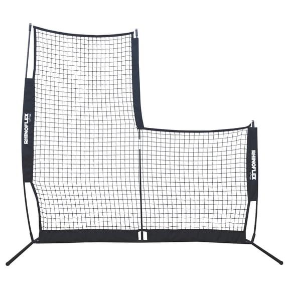 Champion Sports Rhino Flex Reversible Baseball Protective L Screen Pitching Net with Carry Bag, Black