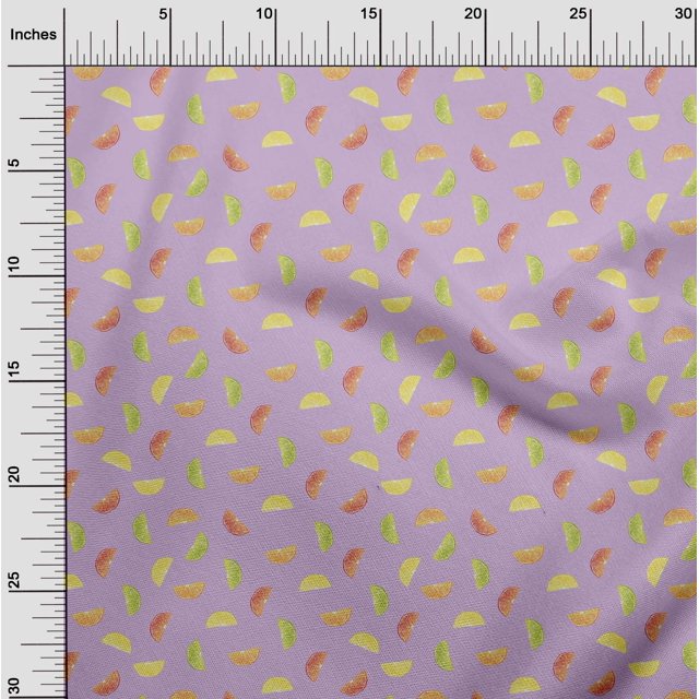 oneOone Georgette Viscose Fabric Lemon Slice Vegetable Print Fabric by Yard 42 Inch Wide
