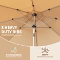 thumbnail image 6 of Domi 10FT Patio Umbrella, Outdoor Table Umbrella with Push Button Tilt and Crank, UV Protection Waterproof Market Sun Umbrella with 8 Sturdy Ribs for Garden, Deck, Backyard, Pool，（Beige）, 6 of 8