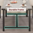 thumbnail image 4 of 3 Piece Dining Table Set for 4-6, 63" Extendable Kitchen Table and Bench Set for 6, Metal Frame Rectangle Kitchen Table Set with 2 Upholstered Benches for Dining Room, Apartment, Retro Gray, 4 of 6