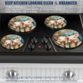 thumbnail image 5 of Electric Stove Burner Covers,4 Pcs Round Gas Burner Cover,8 and 10 Inch,Piglets with Curious Eyes and Flower Backdrop, 5 of 7
