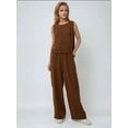 thumbnail image 2 of Linen Feel Blouse & Elastic Waist Pants Two-Piece Coord Set, 2 of 5