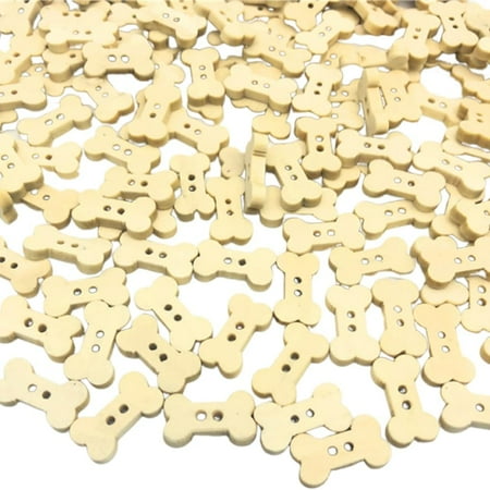 18MM 2 Hole Dog Bone Shape Buttons Cartoon Wood Buttons Flat Natural Mini Tiny Shaped Cute Wooden Button Bulk for Sewing Making Crafts Clothing Shirt Jeans Jacket Bag Scrapbooking Diy Supply