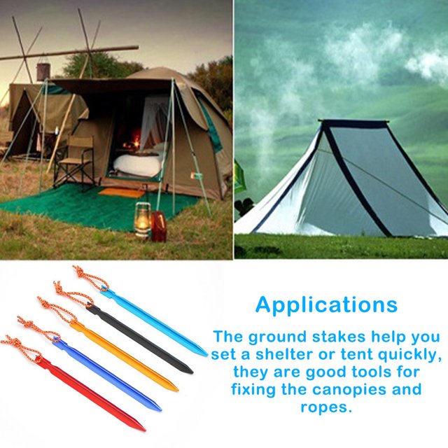 Pack de 10 Piquets de Tente Camping; Randonnée; Randonnée; Pique-Nique en Plein Air en Alliage d'Aluminium Canopée Pique-Nique Parc de Jardin Réutilisable Insertion Hamac Clous Rouge