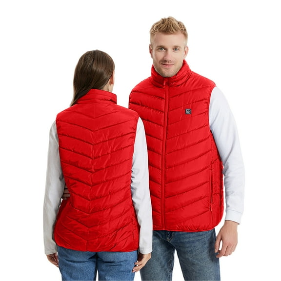 Lcziwo Women's and Men's Winter Heated Vest Sleeveless Hooded USB Electric Heated Jacket Heating Rechargeable Outdoor Warm Vests Red,XXXXXL