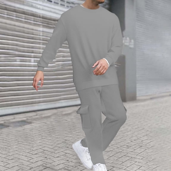 Mens Sweat Suit 2 Piece Outfit Set Casual Sports Long Sleeve Pullover Sweatshirt Sweatpants Suit Tracksuits Jogging Suit Lounge Sets for Men