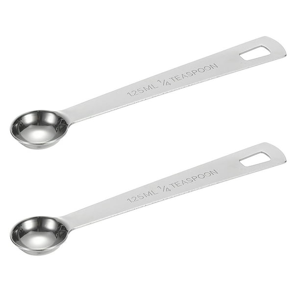 Cucharas medidoras de 2 piezas de 1.25 ml, cuchara medidora de 1/4 de cucharadita de acero inoxidable, medidor individual solo para café molido y té suelto en polvo