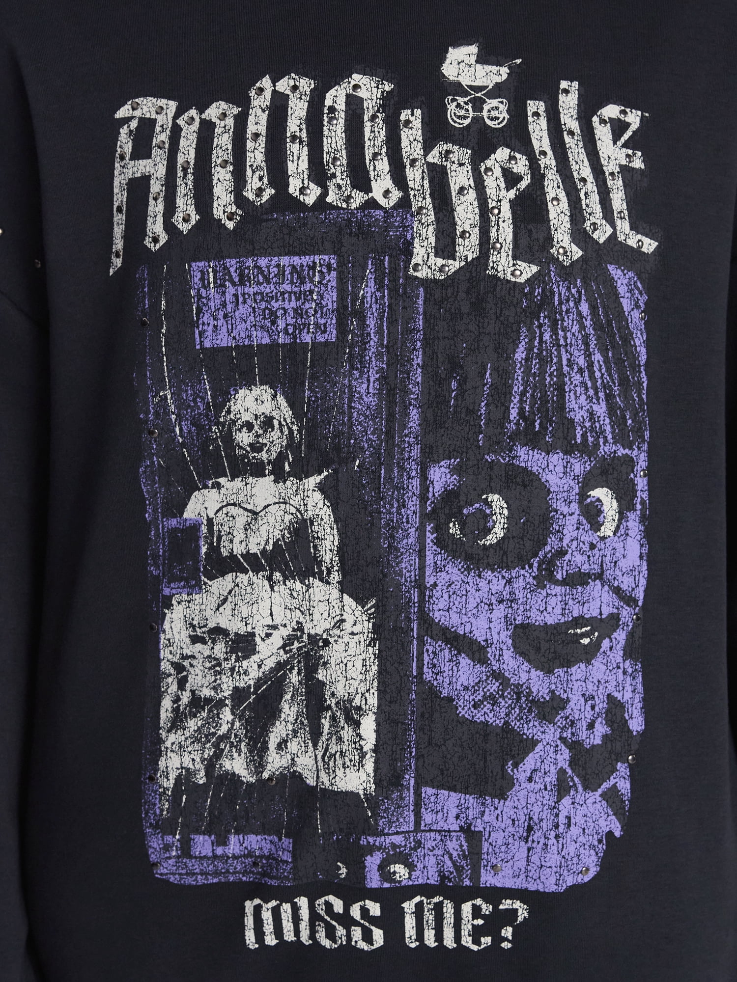 Anabelle Women's Halloween Studded Graphic Hoodie Sweatshirt, Sizes XXS-XXL