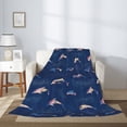 thumbnail image 2 of Throw Blanket for Couch Sofa and Bed, dolphin bright galaxy stars navyblue Super Soft Plush Throw Blanket, Fuzzy Cuteness Comfy Warm Washable Flannel Blanket & Throws for All Season 50"x40", 2 of 5