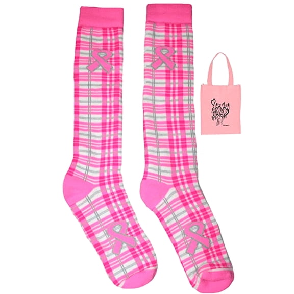Red Lion Breast Cancer Awareness Big Girls Knee Socks (6-8.5) & Tote