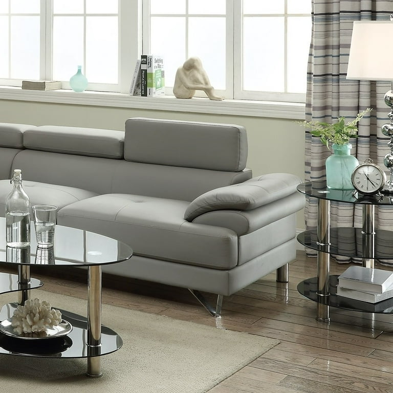 Light grey faux leather sectional online
