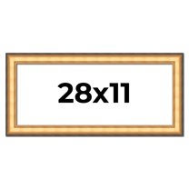 28x11 Frame Gold Plein Aire Solid Wood Picture Frame Width 2 Inches | Interior Frame Depth 0.5