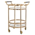 thumbnail image 6 of SAFAVIEH Sienna 2 Tier Modern Glam Round Bar Cart with Casters, Gold, 6 of 8