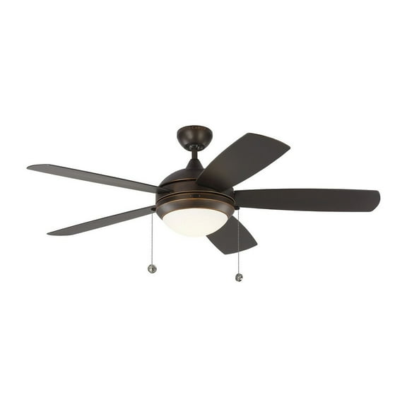 5DIW52RBD-Visual Comfort Fan Collection-Monte Carlo Fans-Discus Outdoor-5 Blade Ceiling Fan with Light Kit in Modern Style-52 Inch Wide by 15.4 Inch