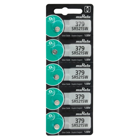 Murata Silver Oxide Batteries Size 379 (SR521SW)(Pack of 5)