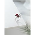 thumbnail image 4 of Gem Stone King 925 Sterling Silver Red Created Ruby Red Rhodolite Garnet and Black Diamond Ring for Women (1.72 Cttw, Heart Shape 6MM, Gemstone July Birthstone, Available in Size 5, 6, 7, 8, 9), 4 of 4