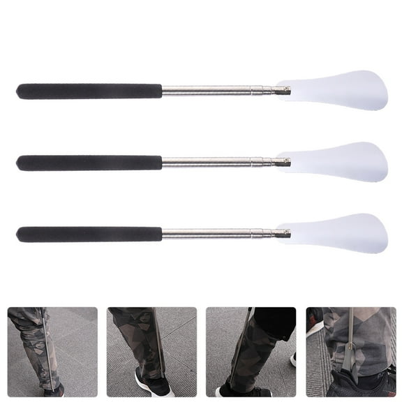 FRCOLOR  3 Pcs Extra-long Shoe Horn Telescoping Men Stainless Senior Elderly Travel