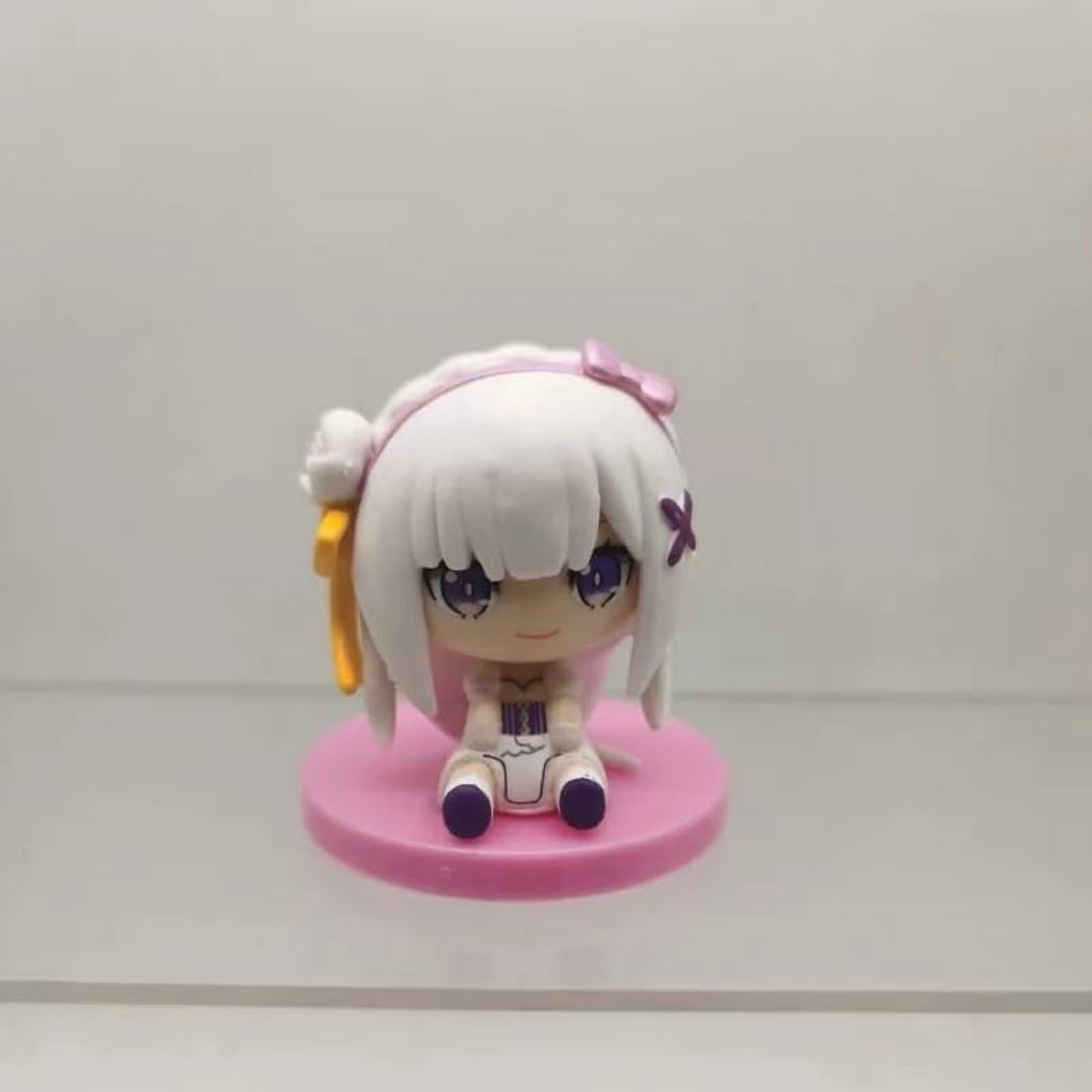 New Rem Figure, 8pc Q Version Eight Pieces Pink Base Rem Action Figure 10cm/3.9inch PVC Anime Character Statue Model Desktop Ornament Gifts