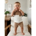 thumbnail image 6 of Cenuakty Toddler Baby Boy Shorts Set Contrast Half Zipper Collared Short Sleeve Shirt and Solid Shorts 2 Piece Summer Waffle Outfit, 6 of 9