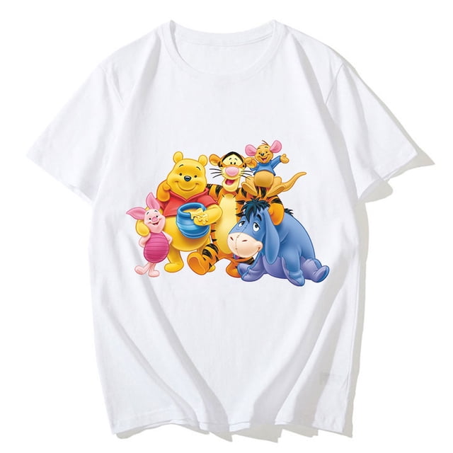 Camiseta de Disney "las muchas aventuras de Winnie The Pooh" para mujer, Tops Y2k, Camisetas estampadas, Harajuku de dibujos animados, Camiseta extragrande para mujer