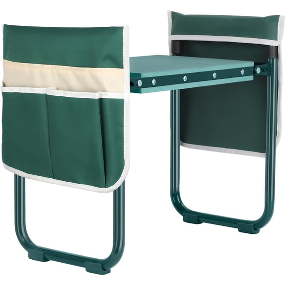 Garden Kneeler and Seat, Upgraded Foldable Gardening Stool with 10.23" Wide Kneeling Pad, Heavy Duty Gardening Bench Chair with 2 Tool Pouches, Gardening Gifts for Seniors Mom Women Men
