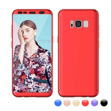 Njjex Case Cover For Samsung Galaxy S8 / S8+ / S8 Plus / SM-G950 / SM-G955, Njjex 3 in 1 Ultra Thin and Slim Hard PC Case Anti-Scratches Premium Slim 360 Degree Full Body Protective Cover -Red