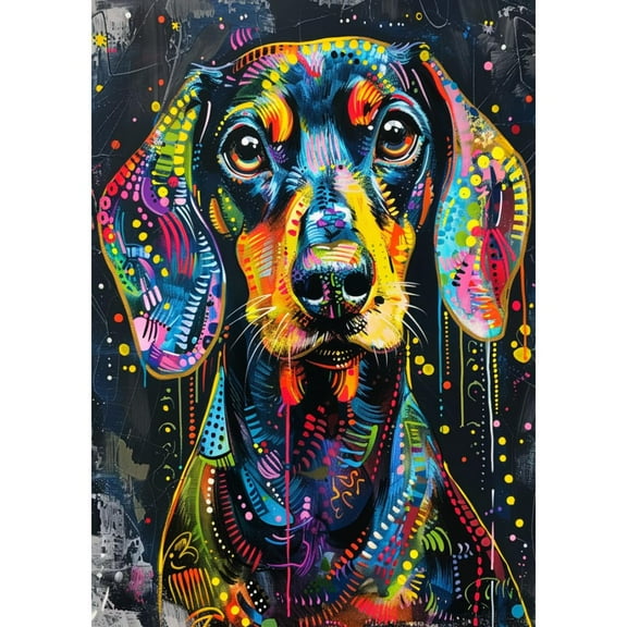 5D Diamond Art Painting by Number Kits for Adults Colorful Graffiti Black Dachshund DIY Paint with Full Drill Round Diamond Gems Painting Art Craft for Home Wall Decor 15.8x19.8in