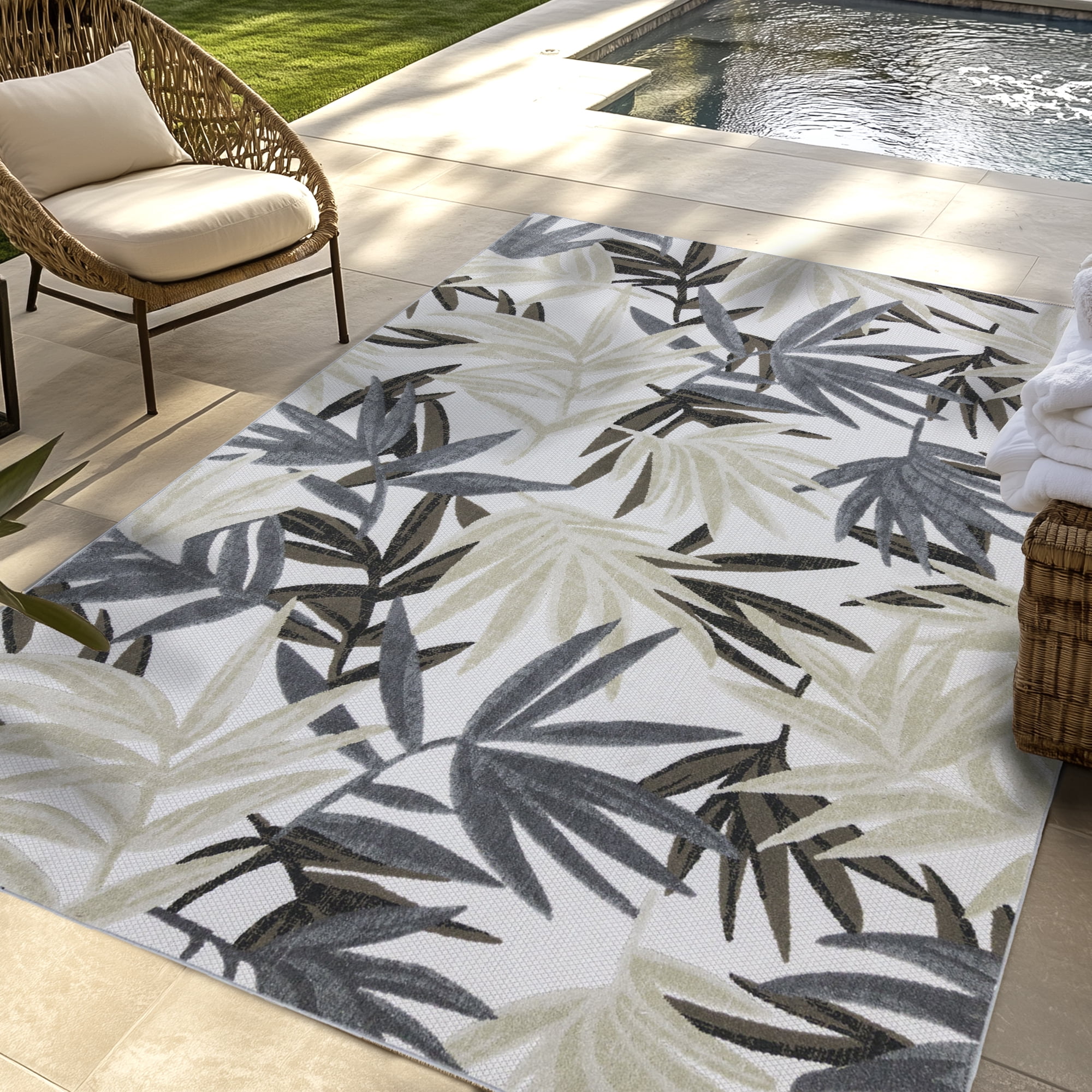 Kalari Isla Indoor/ Outdoor Polypropylene Ivory Flat Weave Area Rug, 6x9