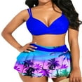 thumbnail image 4 of Women‘s Swimsuit Set  Solid Color Wrap Bikini Tops + Ruffle Skirt Bottom Set Beach Swimwear, 4 of 5