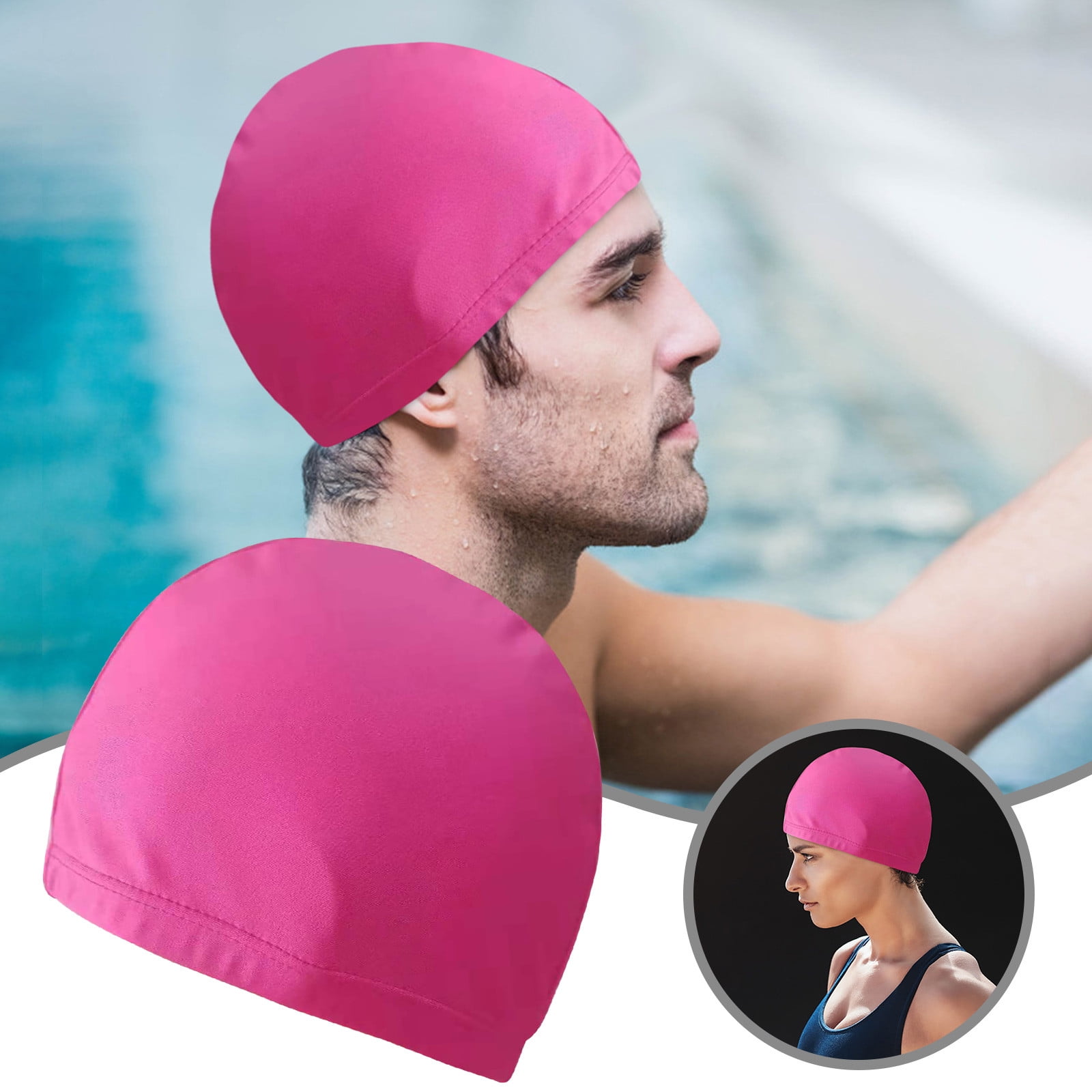 Summer Adult Swimming Hat Cap Swim Mens Womens Unisex Nylon Spandex Fabric 