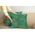 thumbnail image 3 of Ambesonne Floral Throw Pillow Cover 2 Pack, Curly Ornaments in Squares, 20", Emerald Jade Green, 3 of 6