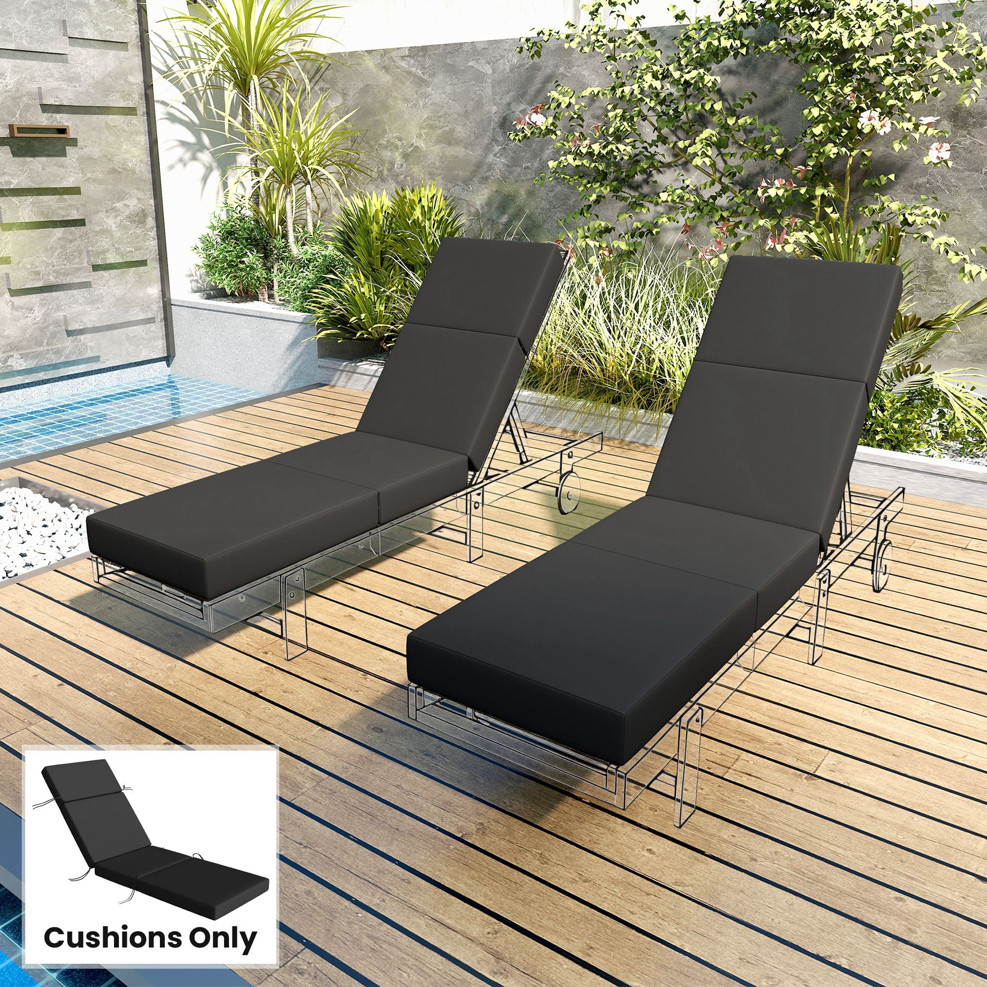 Alvantor Chaise Lounge Cushion 4" Lounge Chair Cushion for Outdoor 21" x 72 ",Gray