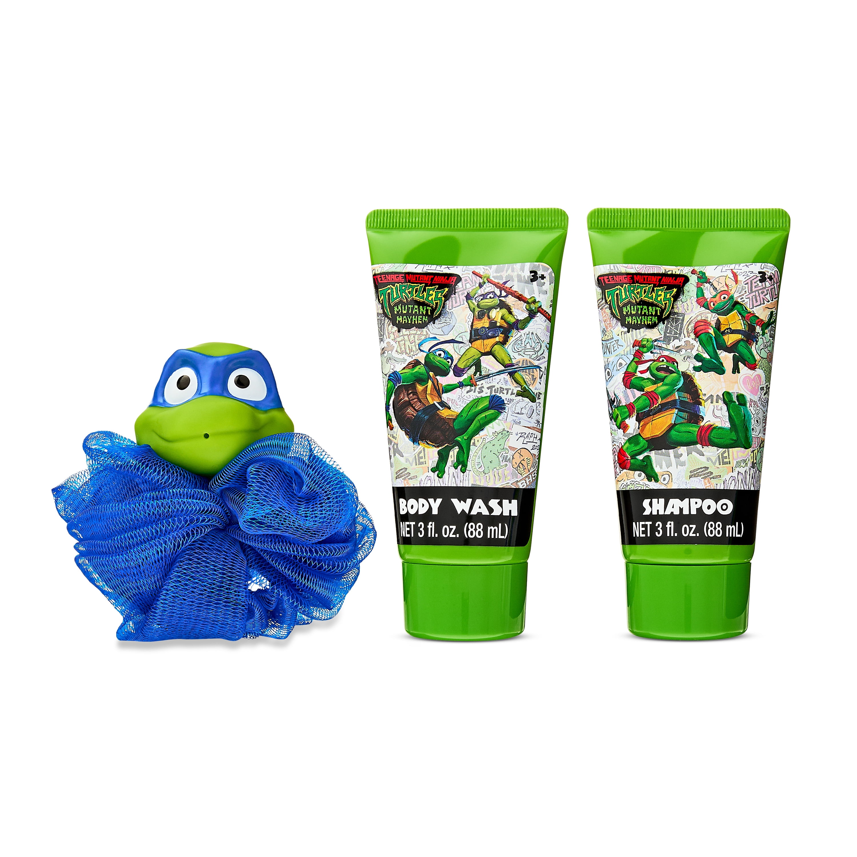(3 pack) Teenage Mutant Ninja Turtles Soap and Scrub Set, 3 Pieces, Mango Scented, Age 3+